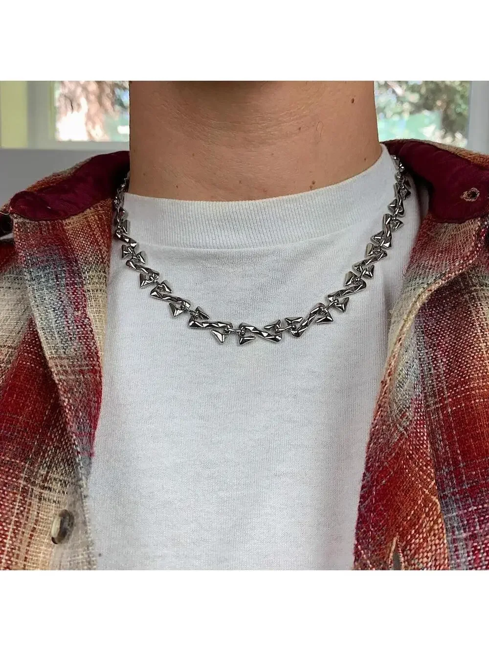 Vintage y2k style cyberpunk opium skater style pendant necklace chain